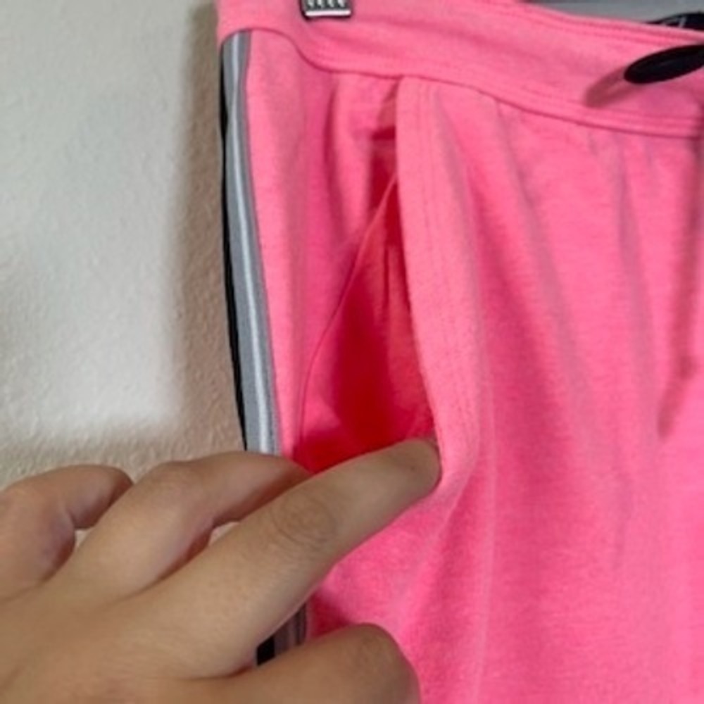 Pink Victoria's Secret Neon Pink Jogger Sweatpants Side Stripe Women Large - Picture 3 of 6